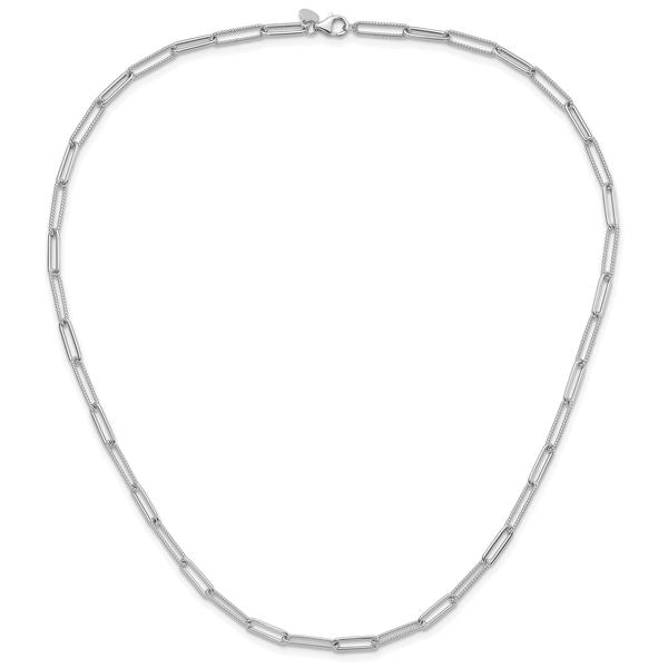 Leslie's 14K White Gold Polished / Textured Paperclip Link Necklace - Image 3