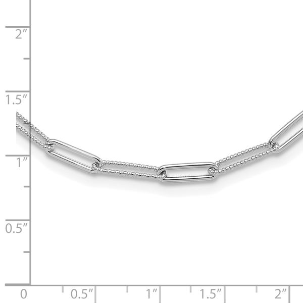 Leslie's 14K White Gold Polished / Textured Paperclip Link Necklace - Image 4