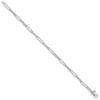 Leslie's 14K White Gold Polished / Textured Paperclip Link Bracelet - Image 2