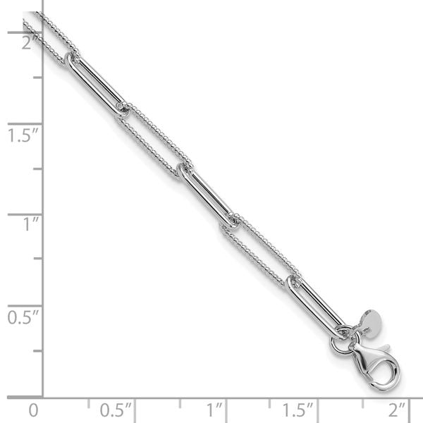 Leslie's 14K White Gold Polished / Textured Paperclip Link Bracelet - Image 5