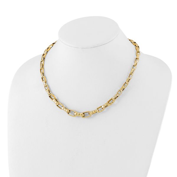 14K Polished Hollow Hammered Graduated Link Necklace - Image 2