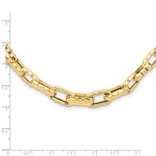 14K Polished Hollow Hammered Graduated Link Necklace - Image 4