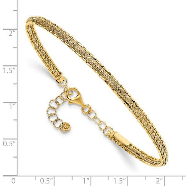 14K Diamond-cut and Textured with Safety Chain Bangle - Image 3