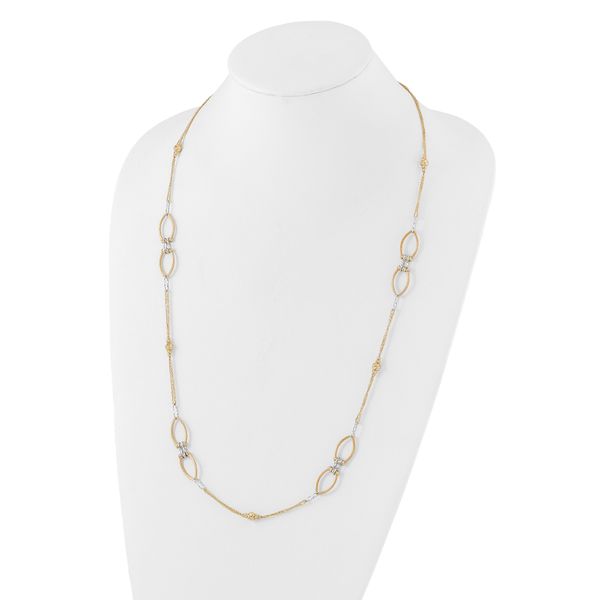 Leslie's 14K Two-tone Dia-cut Beads Fancy Link with 1in. ext Necklace - Image 2