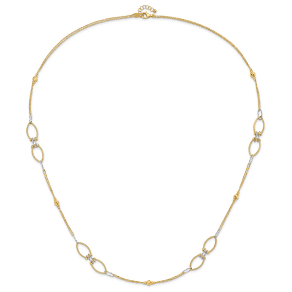 Leslie's 14K Two-tone Dia-cut Beads Fancy Link with 1in. ext Necklace - Image 3