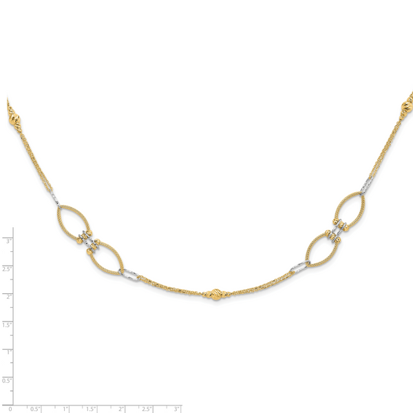 Leslie's 14K Two-tone Dia-cut Beads Fancy Link with 1in. ext Necklace - Image 4