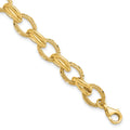 Leslie's 14K Polished/Textured and Diamond-cut Fancy Link Bracelet