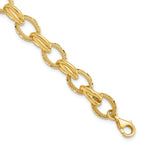 Leslie's 14K Polished/Textured and Diamond-cut Fancy Link Bracelet