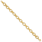 Leslie's 14K Polished/Textured and Diamond-cut Fancy Link Bracelet - Image 2