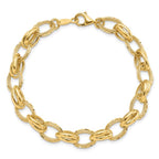 Leslie's 14K Polished/Textured and Diamond-cut Fancy Link Bracelet - Image 4