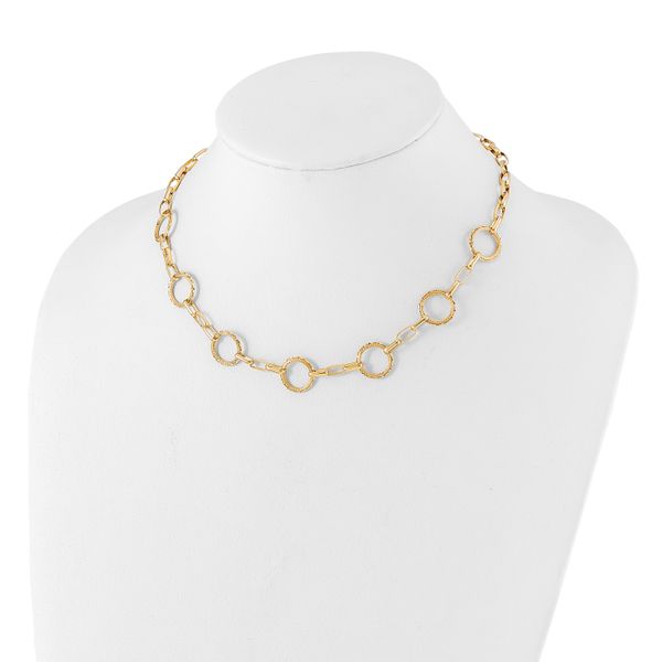 Leslie's 14K Dia-cut and Textured Circles Fancy Link with 1in. ext Necklace - Image 2