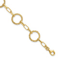 Leslie's 14K Polished/Dia-cut/Textured Circles Fancy Link Bracelet