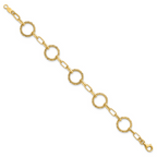 Leslie's 14K Polished/Dia-cut/Textured Circles Fancy Link Bracelet - Image 2