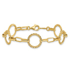 Leslie's 14K Polished/Dia-cut/Textured Circles Fancy Link Bracelet - Image 3