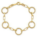 Leslie's 14K Polished/Dia-cut/Textured Circles Fancy Link Bracelet - Image 4