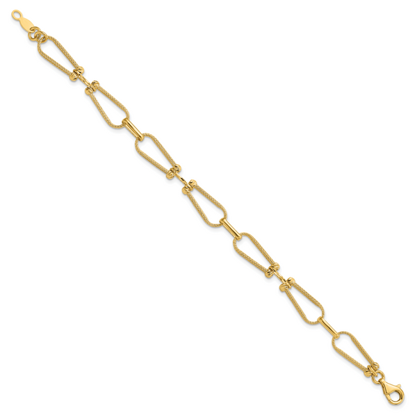 Leslie's 14K Dia-cut and Textured Fancy Link Bracelet - Image 2