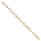 Leslie's 14K Dia-cut and Textured Fancy Link Bracelet - Image 2