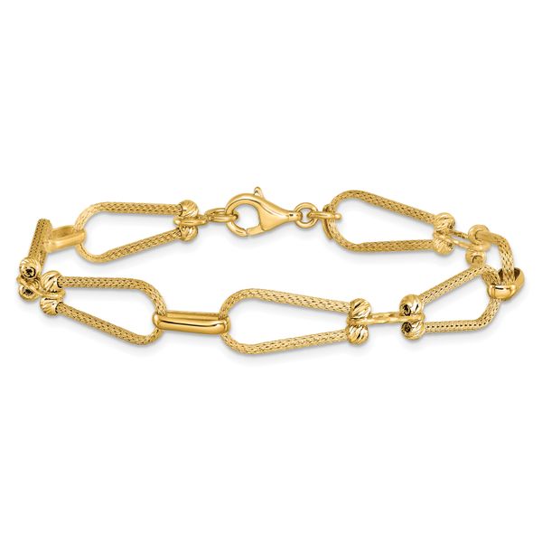 Leslie's 14K Dia-cut and Textured Fancy Link Bracelet - Image 3