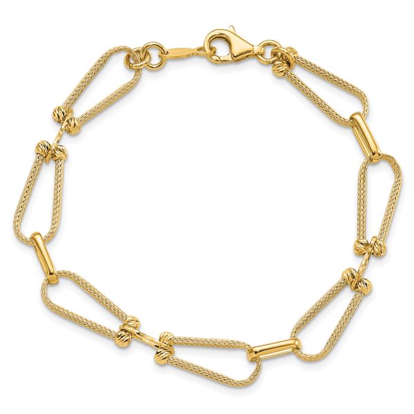 Leslie's 14K Dia-cut and Textured Fancy Link Bracelet - Image 4