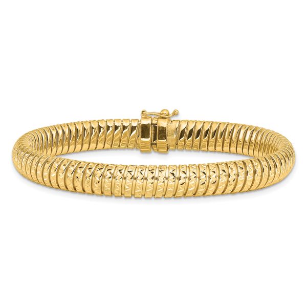 Leslie's 14K Polished and Diamond-cut Domed Bracelet - Image 3
