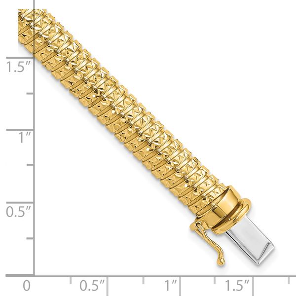 Leslie's 14K Polished and Diamond-cut Domed Bracelet - Image 4