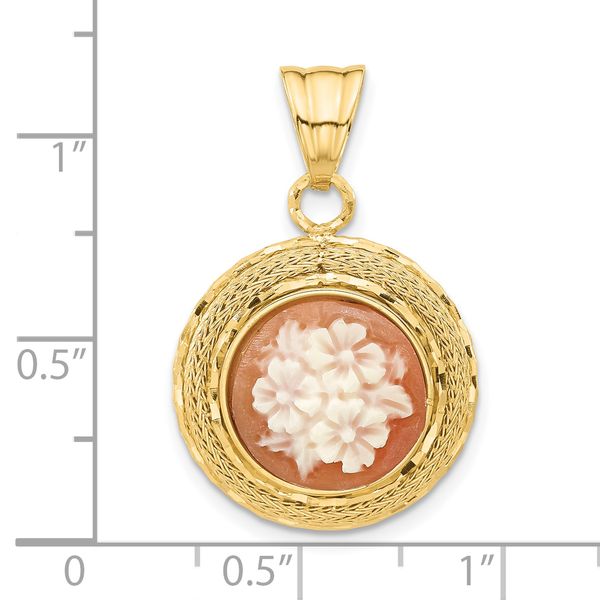 Leslie's 14K Diamond-cut Natural Shell Floral Cameo Pendant - Image 4