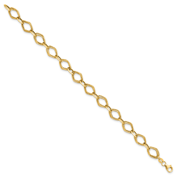 Leslie's 14K Polished and Textured Fancy Link Bracelet - Image 2