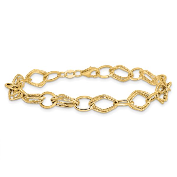 Leslie's 14K Polished and Textured Fancy Link Bracelet - Image 3