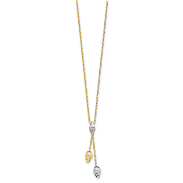14K Two-tone Diamond-cut Beads Drop Necklace - Image 2