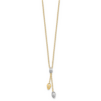 14K Two-tone Diamond-cut Beads Drop Necklace - Image 2