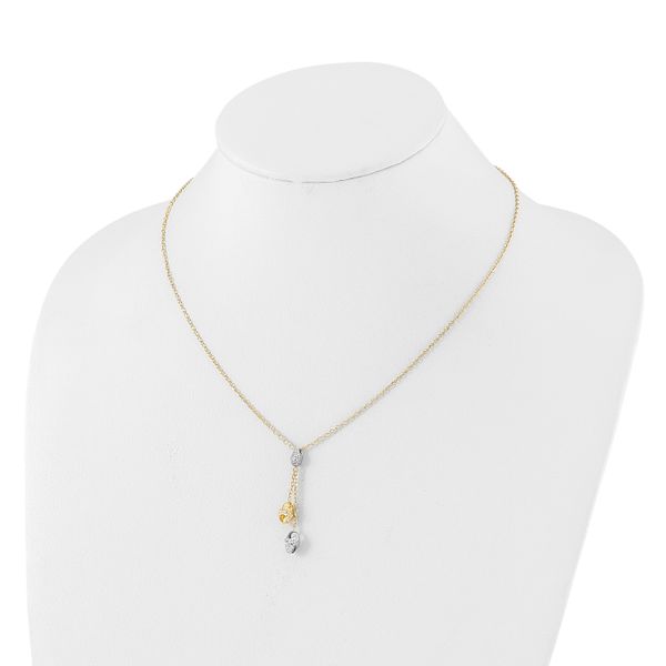 14K Two-tone Diamond-cut Beads Drop Necklace - Image 3