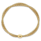 14K with Rhodium Polished 2 Strand Twist Stretch Bangle - Image 2