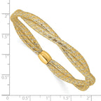 14K with Rhodium Polished 2 Strand Twist Stretch Bangle - Image 3
