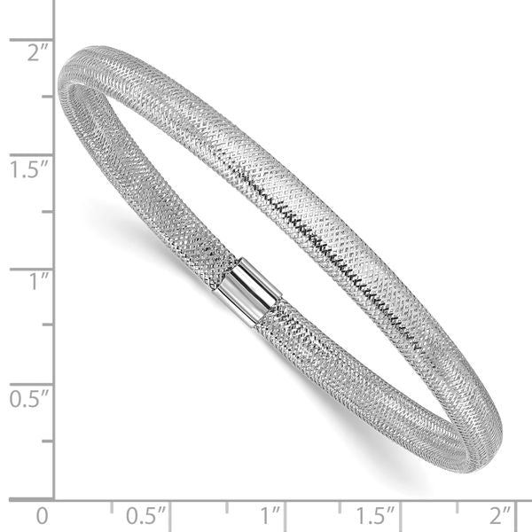 Leslie's 14K with White Rhodium Plating Polished Stretch Bracelet - Image 3