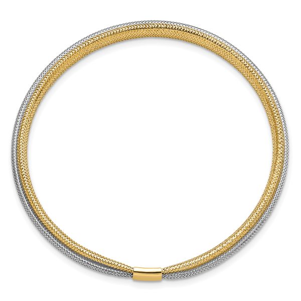Leslie's 14K w/Rhodium Polished Mesh Stretch Bracelet - Image 2