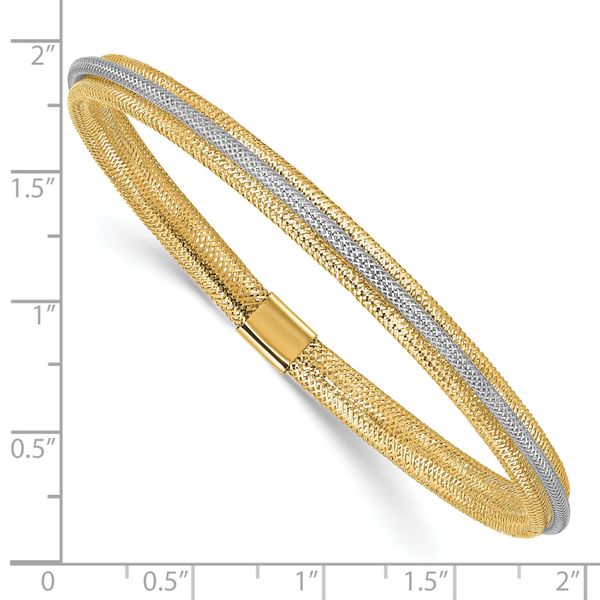 Leslie's 14K w/Rhodium Polished Mesh Stretch Bracelet - Image 3