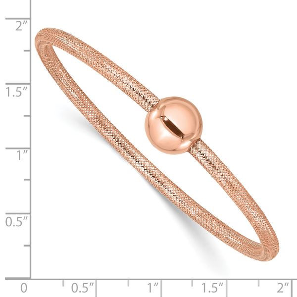 Leslie's 14K w/Rose Gold-plating Polished with Bead Stretch Bracelet - Image 3