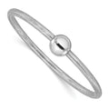 Leslie's 14K w/White RH-plating Polished with Bead Stretch Bracelet