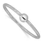 Leslie's 14K w/White RH-plating Polished with Bead Stretch Bracelet