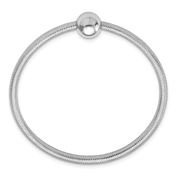 Leslie's 14K w/White RH-plating Polished with Bead Stretch Bracelet - Image 2