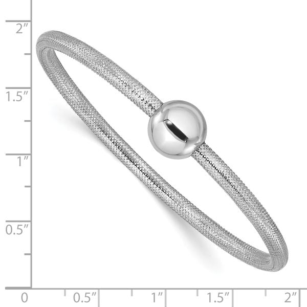 Leslie's 14K w/White RH-plating Polished with Bead Stretch Bracelet - Image 3