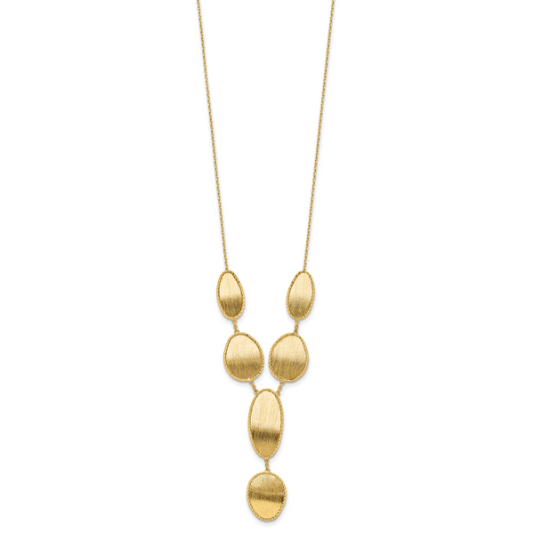 Leslie's 14K Brushed and Diamond-cut Y Drop with 2 in ext. Necklace - Image 2