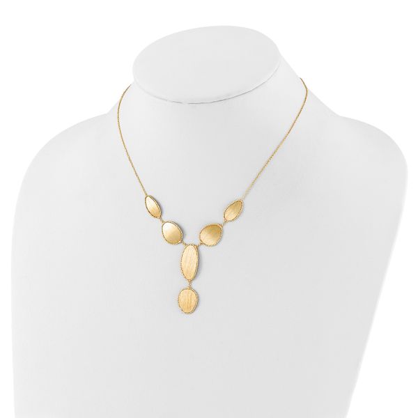 Leslie's 14K Brushed and Diamond-cut Y Drop with 2 in ext. Necklace - Image 4