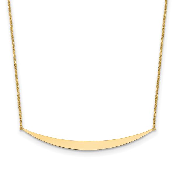 Leslie's 14K Polished Curved Bar with 2in. ext. Necklace