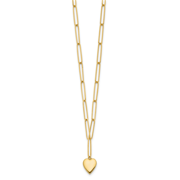 Leslie's 14K Polished Heart Paperclip Link Necklace - Image 2