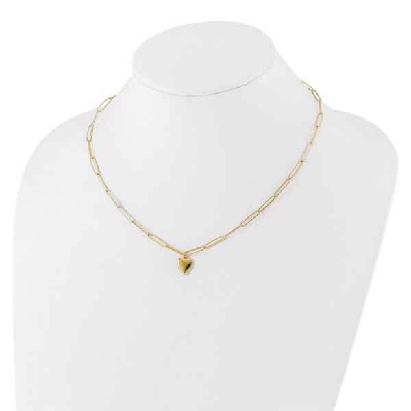 Leslie's 14K Polished Heart Paperclip Link Necklace - Image 3