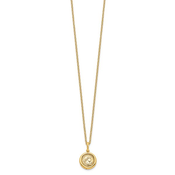 14K Polished Replica Roman Coin 18in Necklace - Image 2