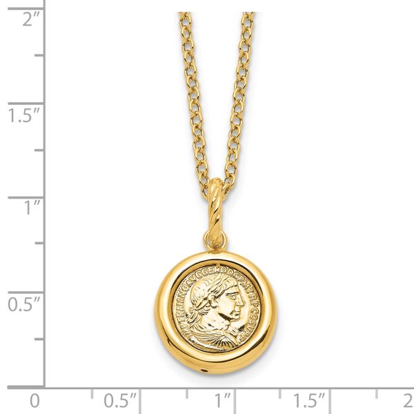 14K Polished Replica Roman Coin 18in Necklace - Image 5