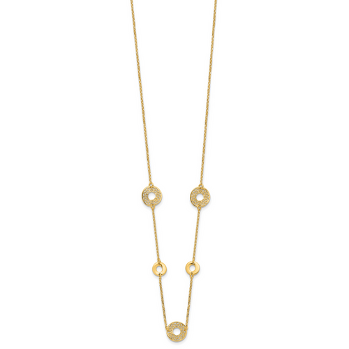 14K Polished and Filigree Circle Stations with 1in. ext. Necklace - Image 2