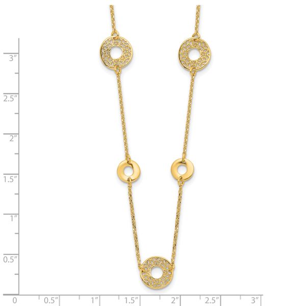 14K Polished and Filigree Circle Stations with 1in. ext. Necklace - Image 5